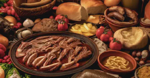A Selection Of Galician Food On A Spanish Table A selection of Galician food laid out on a table in Spain