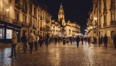 The City has a Vibrant Nightlife Santiago de Compostela Streets by Night