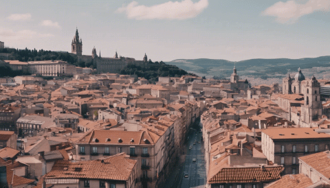 Aerial view of the City Santiago de Compostela aerial view of the City