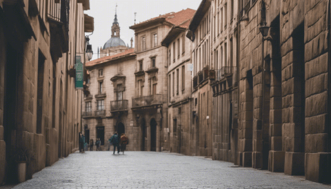 Cobbled street in the old town Cobbled street in the old town of Santiago de Compostela